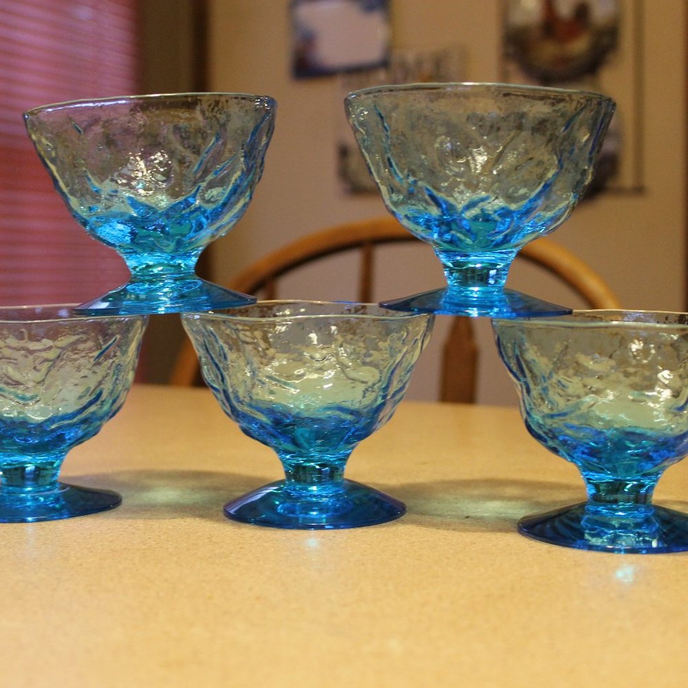 5 Anchor Hocking - Lido / Milano - Aqua - Sherbets